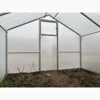 Теплиця «Домик» шириною 2, 80 м з оцинкованої квадратної труби з полікарбонатом