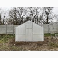 Теплиця «Домик» шириною 2, 80 м з оцинкованої квадратної труби з полікарбонатом