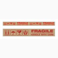 Бумажный крафт скотч с логотипом FRAGILE (ХРУПКОЕ) 48 мм х 50 м Viskom
