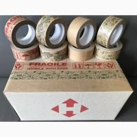 Бумажный крафт скотч с логотипом FRAGILE (ХРУПКОЕ) 48 мм х 50 м Viskom