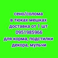 ДЛЯ ДЕКОРА сено солома в тюках мешках, доставка от 1 шт