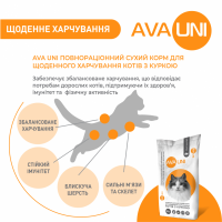 Щоденний сухий корм AVA UNI з куркою для дорослих котів