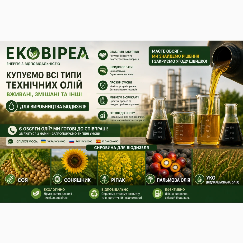 Закупівля техніної олії до 10 KOH DDP