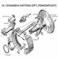 Колодка гальмівна МЖТ-16, МЖТ-11, МЖТ-10, МЖТ-8 (Н129.00.040)