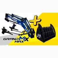 Быстросъем фронтальный погрузчик Grand Max с ковшом с захватом