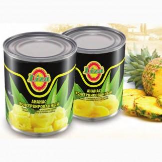 Ананас консервированный кольца ЖБ 580 мл