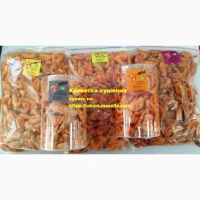 Креветка сушеная со вкусом сладкий чили, сало с чесноком, бекона тубус 0.5кг Рыбные Снеки