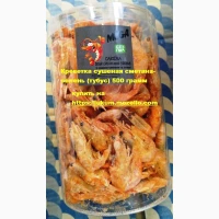 Креветка сушеная со вкусом сладкий чили, сало с чесноком, бекона тубус 0.5кг Рыбные Снеки