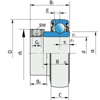 Підшипник UY 212 2S FKL, YET2122S.Y SKF, YET 212 SKF, 16212 FAG, GRAE 60 NPPB INA, EN212