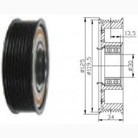 Муфта компрессора Denso 10PA15C/17C/20С, 10S17C John Deere, Claas, Fendt PV8 124.5mm 12V