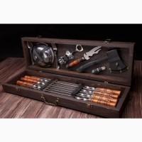 Подарочный набор шампуров в деревянном кейсе Скиф Браун