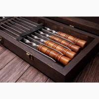 Подарочный набор шампуров в деревянном кейсе Скиф Браун