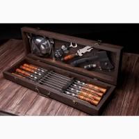 Подарочный набор шампуров в деревянном кейсе Скиф Браун