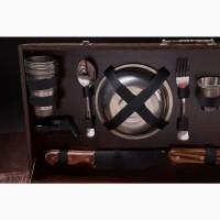 Подарочный набор шампуров для пикника в деревяном кейсе Браун